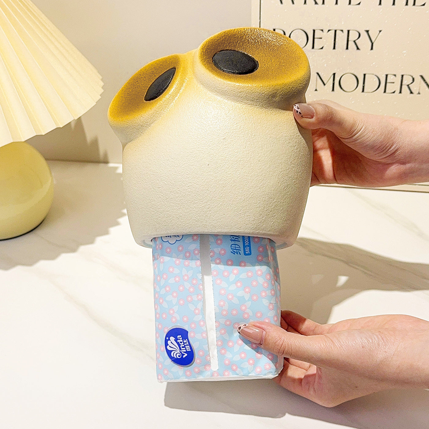 ceramic tissue box Owl