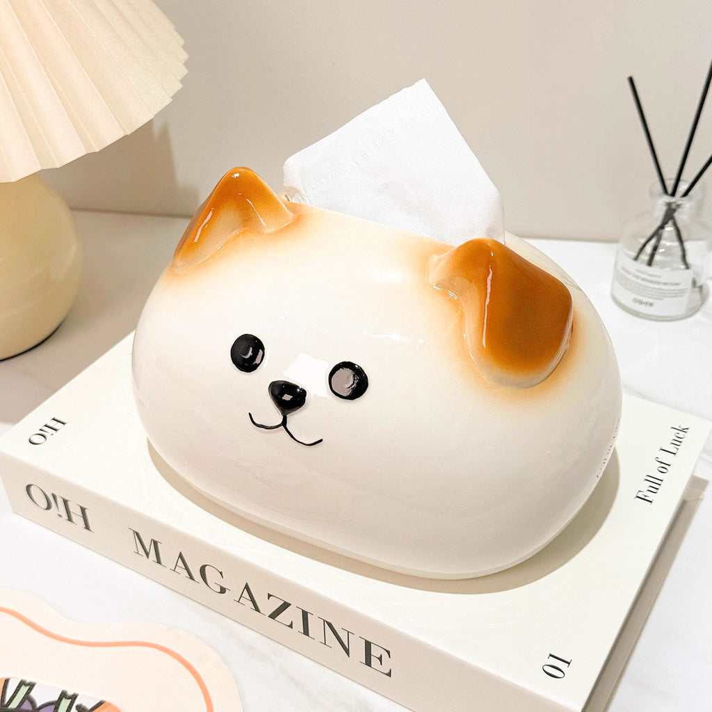 Dog tissue box,Facial tissue box,Creative,Kawaii,Technical Ceramics
