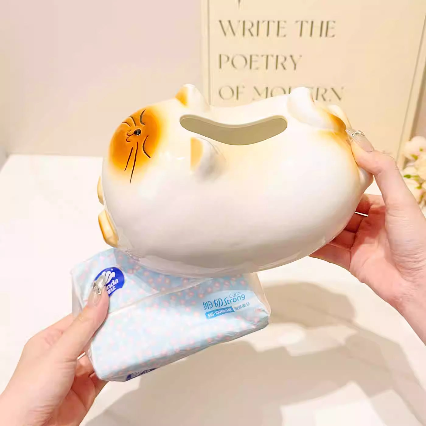 cat tissue box,cute facial tissue holder